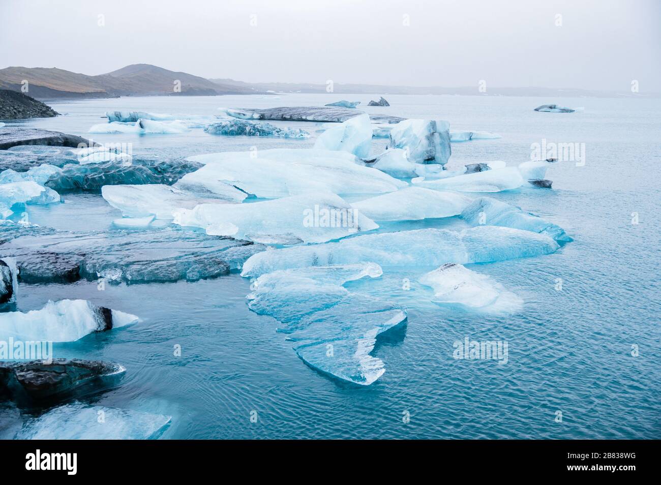 A collection of icebergs in the Jökulsárlón lagoon. Stock Photo
