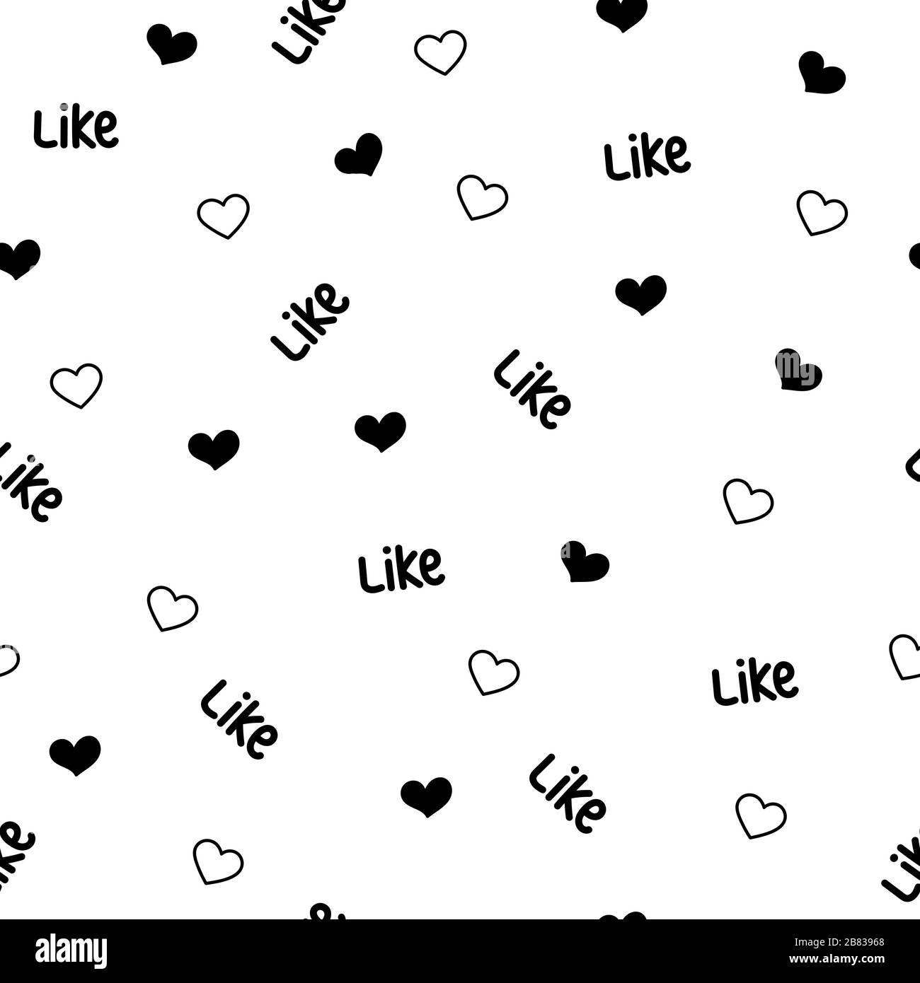 seamless pattern with small black elements on a white background , like, hearts. OK, good, positive. for background, texture. Stock Vector