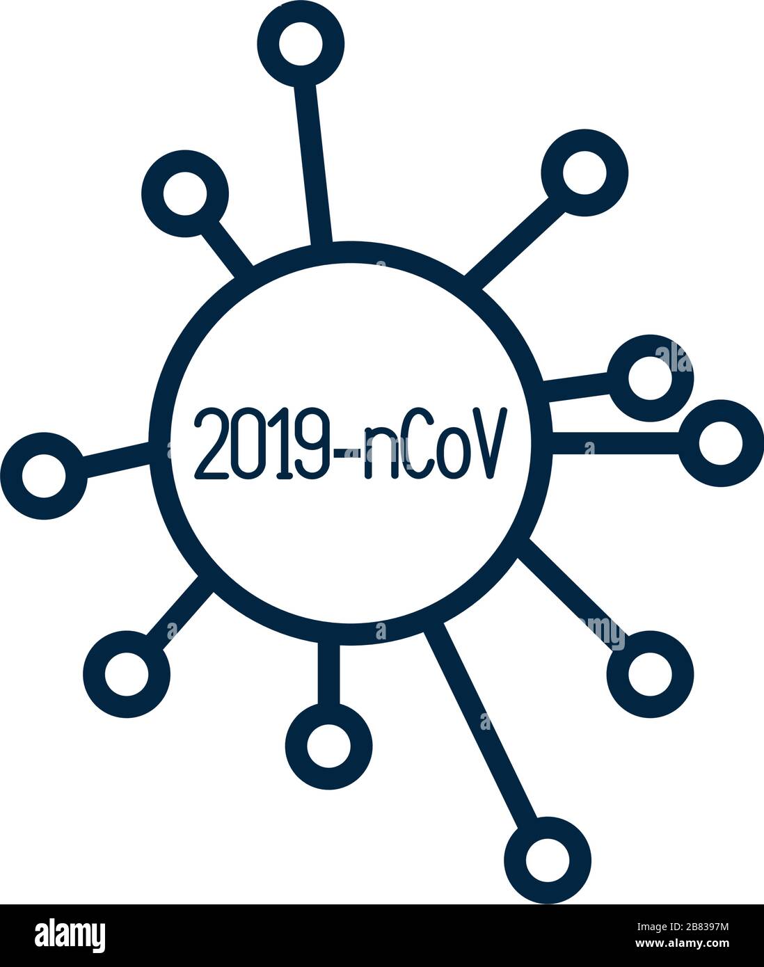 symbol of covid 19 virus icon over white background, line style, vector ...