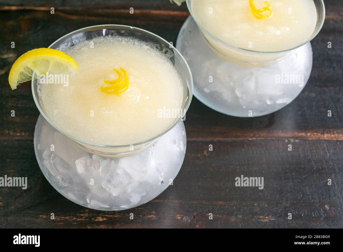 Sgroppino al Limone: A frozen cocktail made with lemon sorbetto, prosecco, and vodka Stock Photo