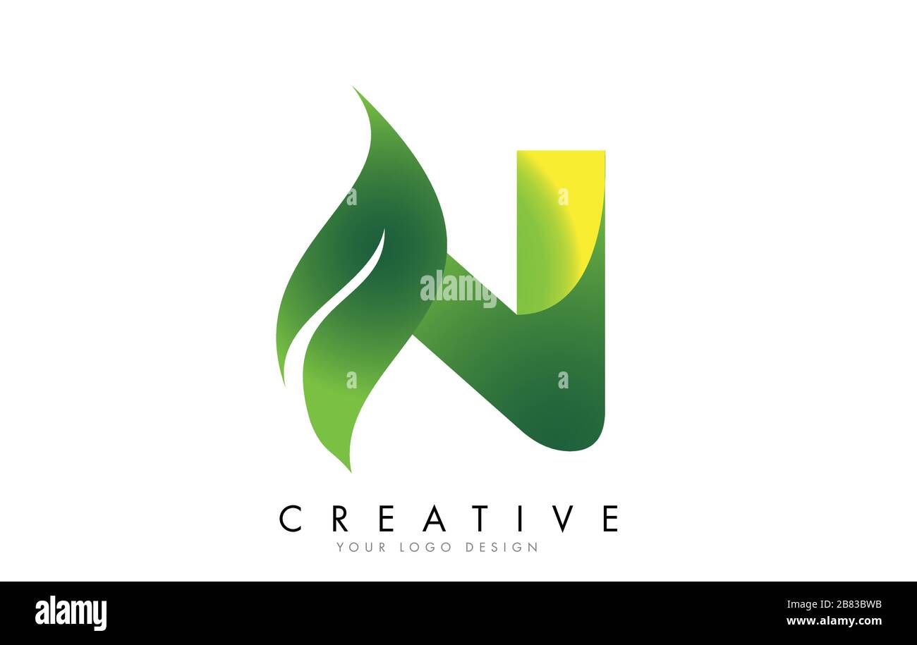 Letter N with eco leaf concept design vector illustration Stock Vector ...