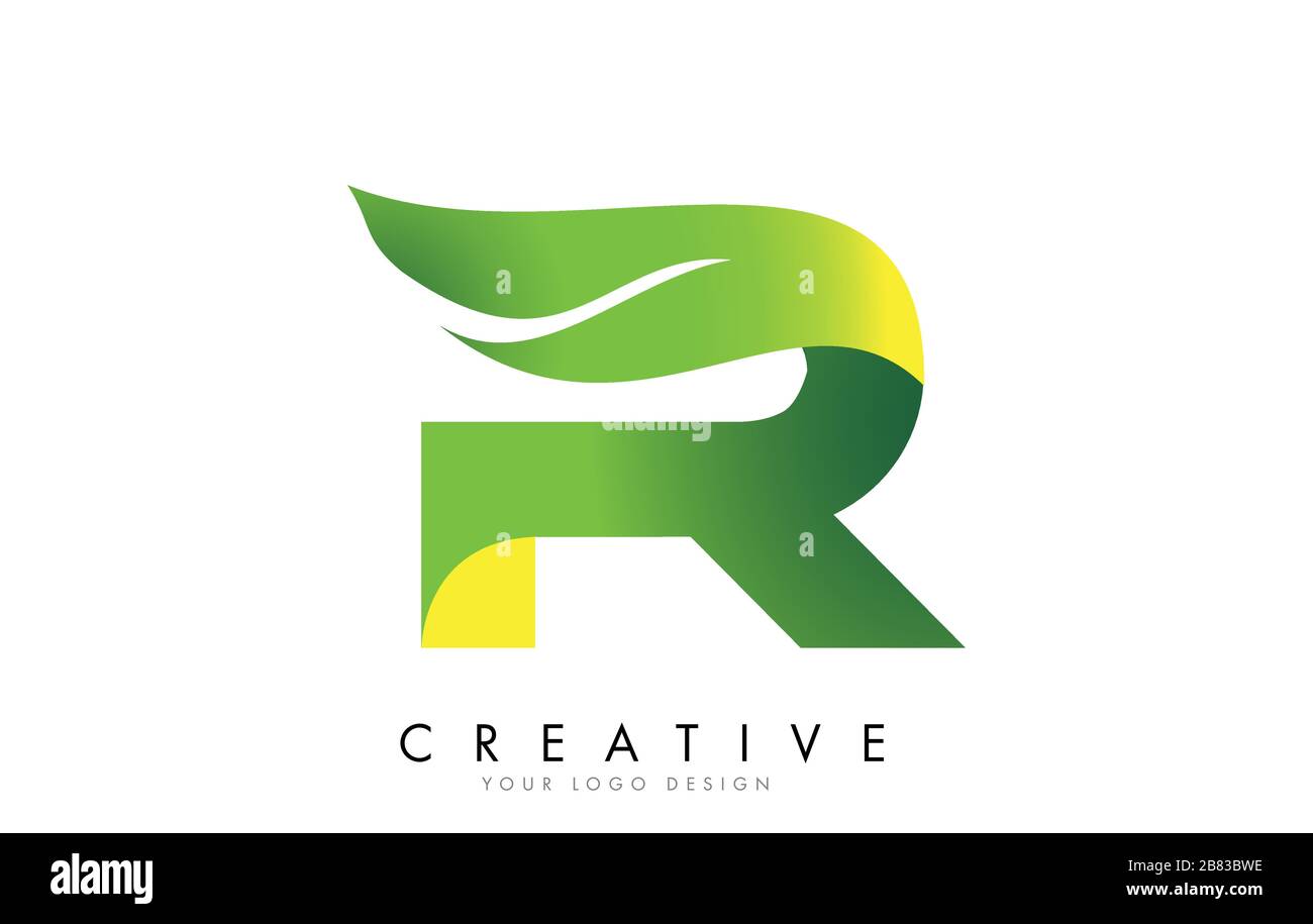 Letter R with eco leaf concept design vector illustration Stock Vector ...