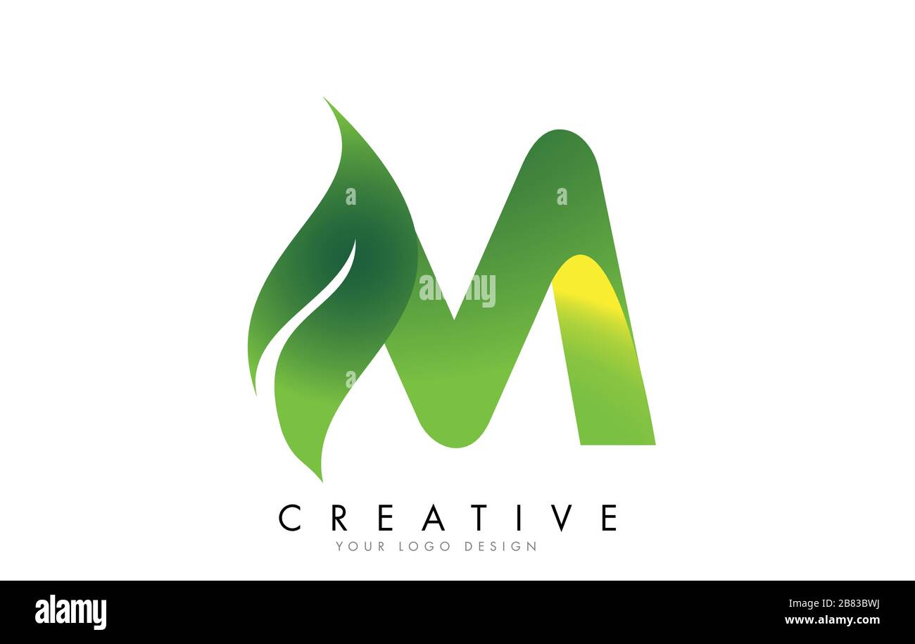 Letter M with eco leaf concept design vector illustration Stock Vector ...