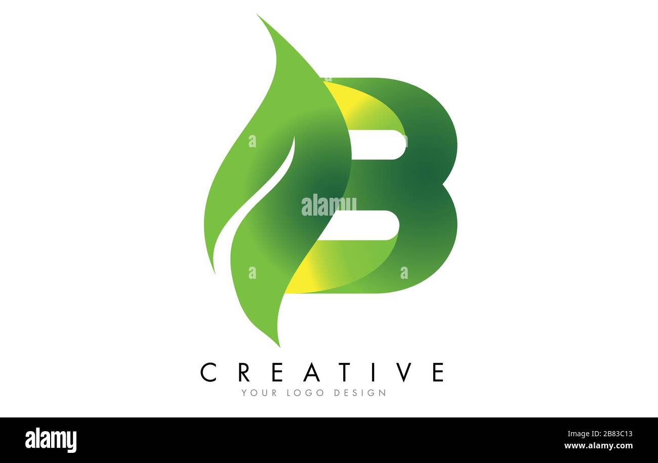 Letter B with eco leaf concept design vector illustration Stock Vector ...
