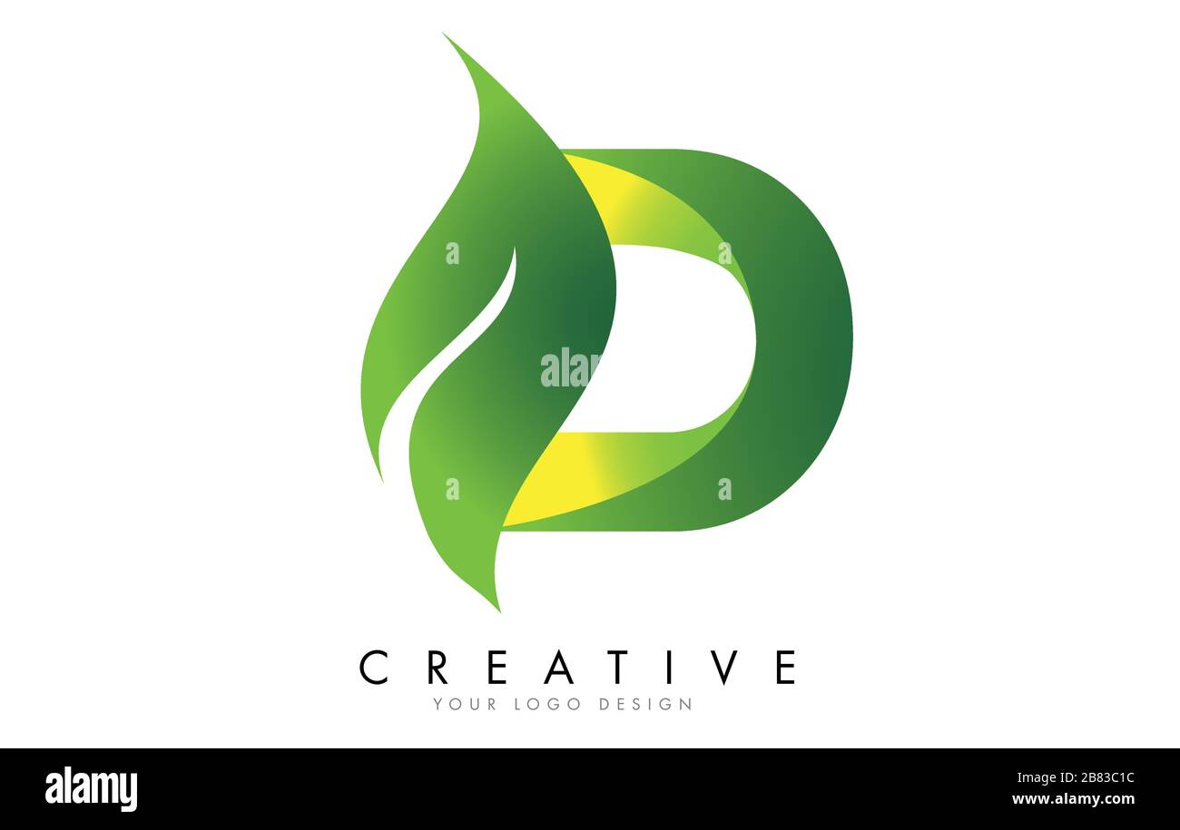 Letter D with eco leaf concept design vector illustration Stock Vector ...
