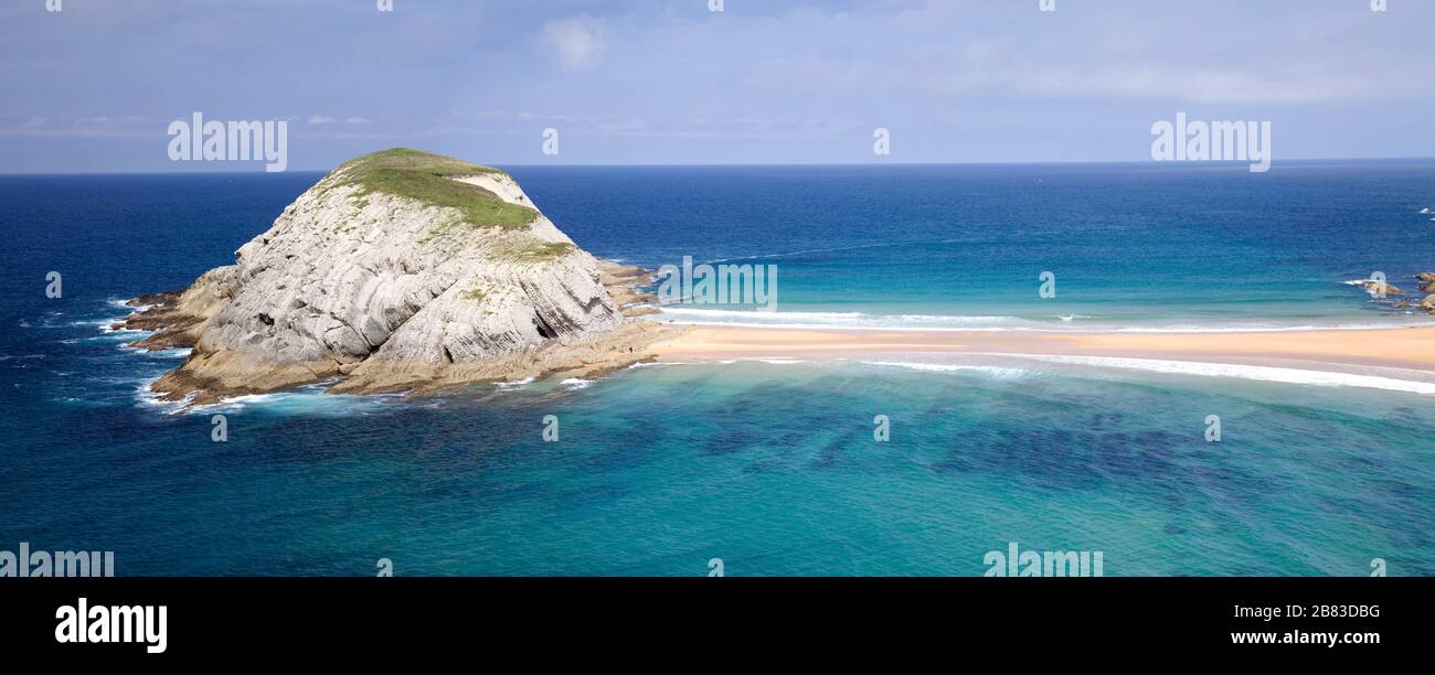 Covachos beach one of the most beautiful beaches in the Broken Coast. Cantabria, Spain Stock Photo