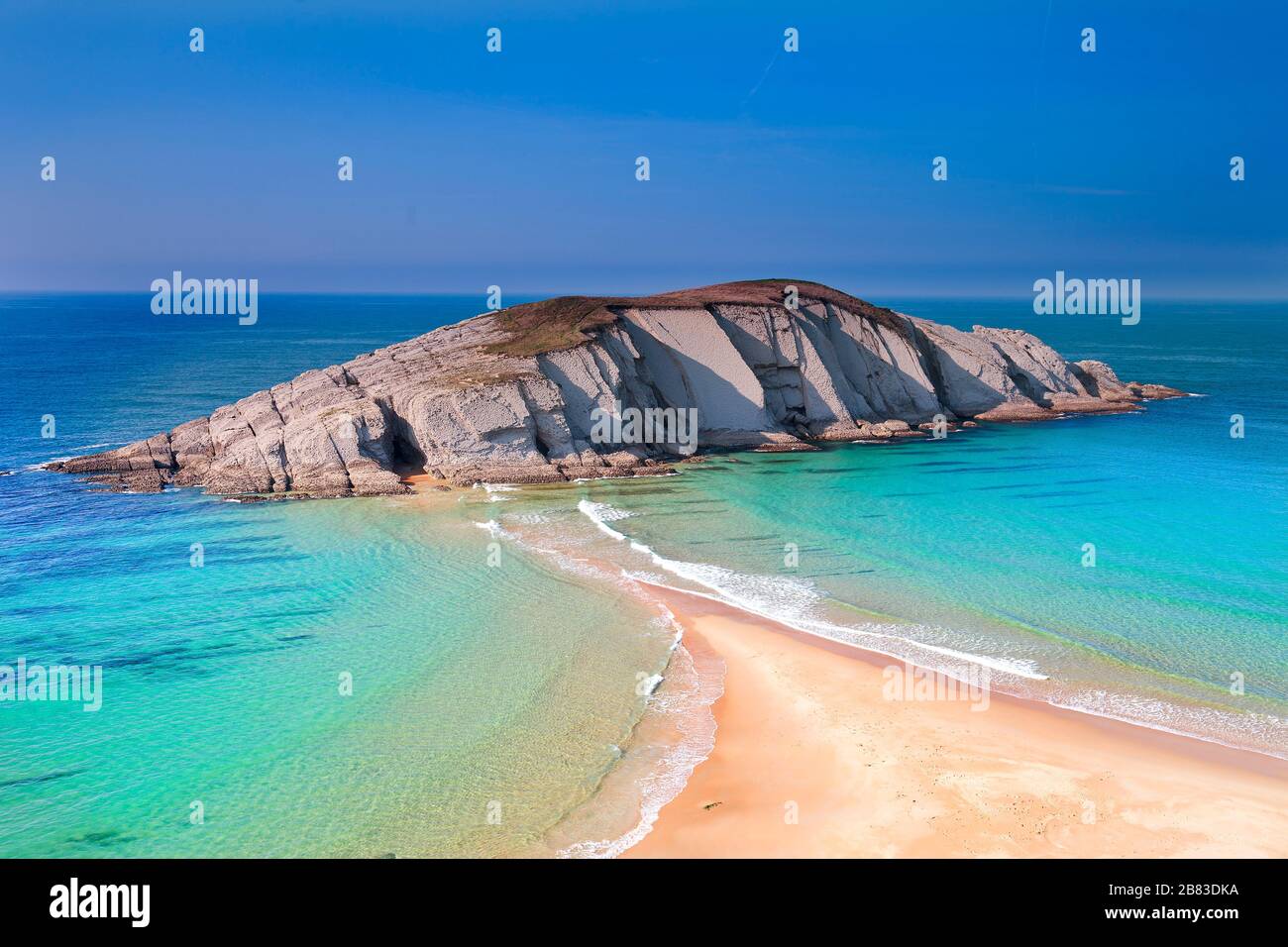 Covachos beach one of the most beautiful beaches in the Broken Coast. Cantabria, Spain Stock Photo