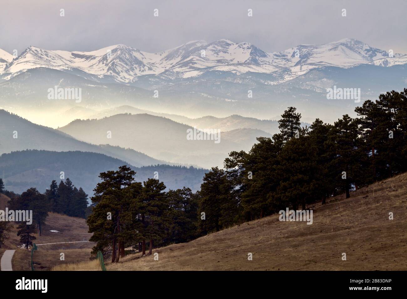 Just west of Denver is this view of the Front Range Mountains from the Buffalo Overlook in