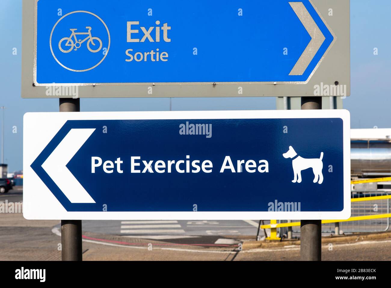 Sign for Pet Exercise Area at Dover Eastern Docks. Stock Photo