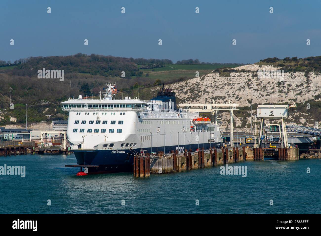 DFDS Ferry Cotes Des Dunes at Dover Eastern Docks Stock Photo