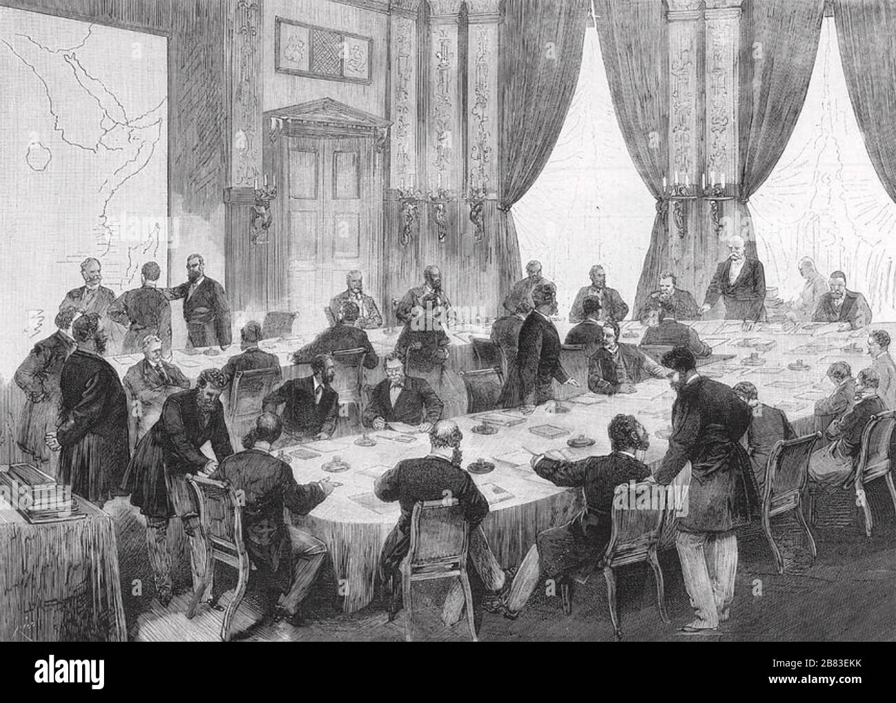 BERLIN CONFERENCE 1884-1885 discussing European trade and colonization in Africa Stock Photo