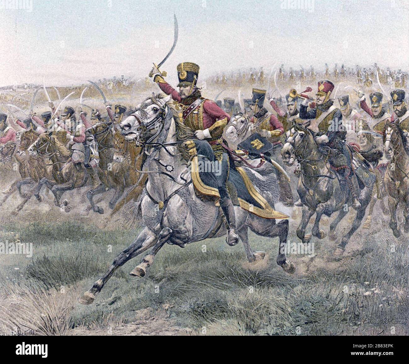 FRENCH CAVALRY CHARGE in the Napoleonic period Stock Photo