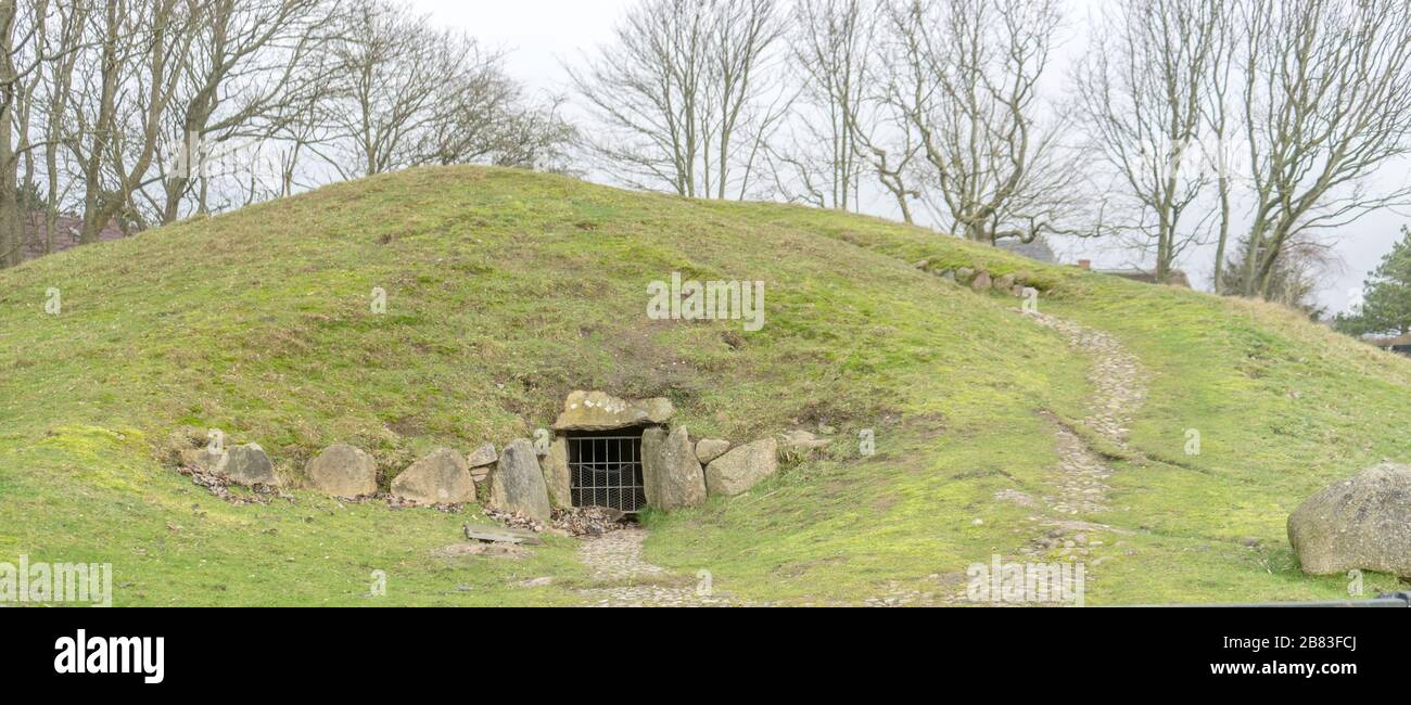 Stone Age burial mound on the island of Sylt in Germany Stock Photo