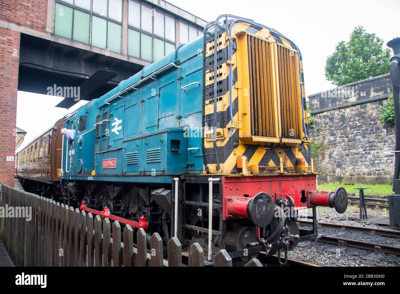 British Railways Class 08 diesel shunting engine, named 'Prudence', at East Lancashire Railway, Bury, Manchester, England Stock Photo