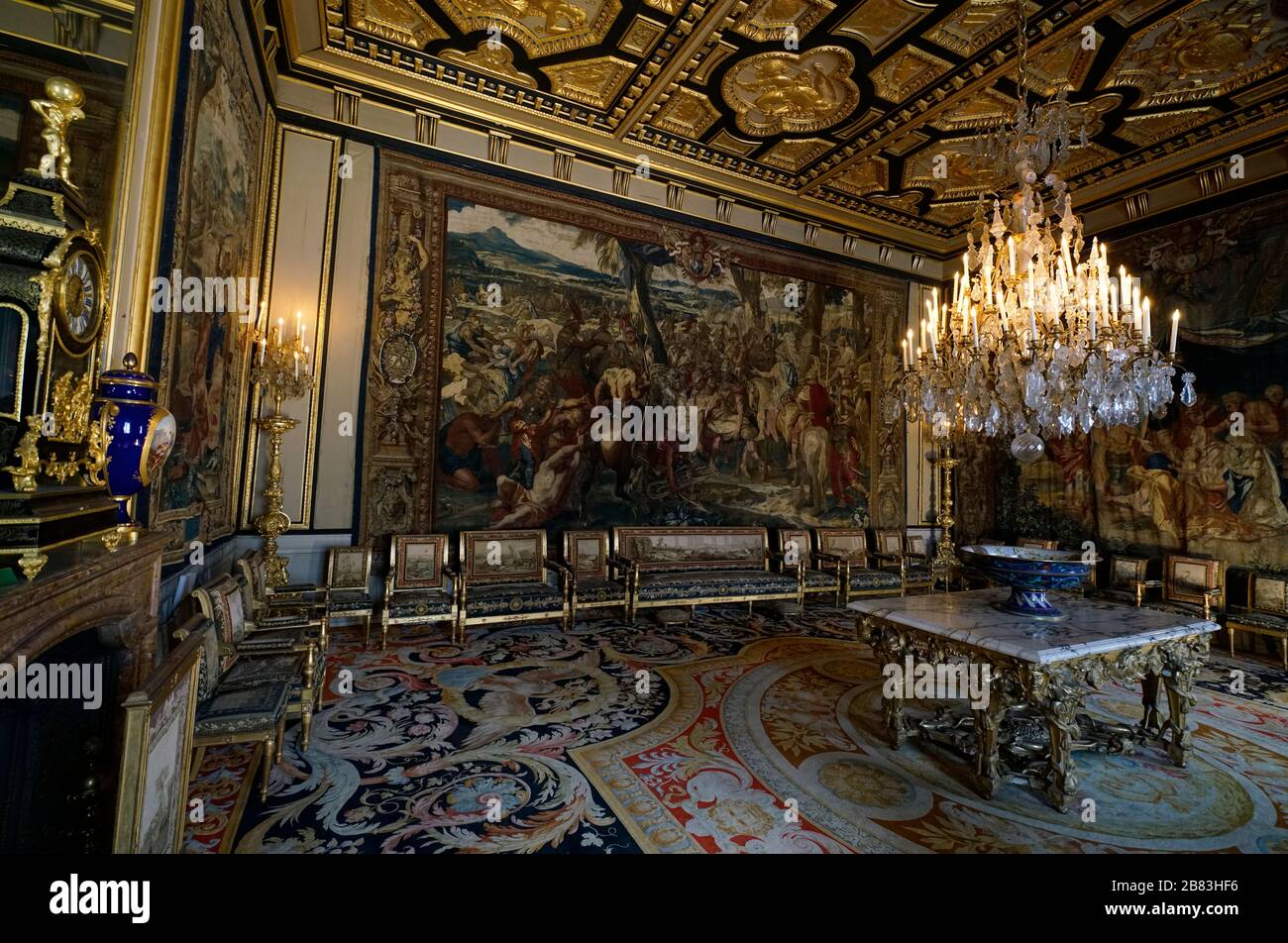 The reception room of Pope's Apartments.Fontainebleau Palace.Chateau de