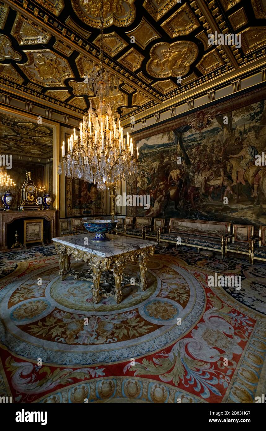 The reception room of Pope's Apartments.Fontainebleau Palace.Chateau de