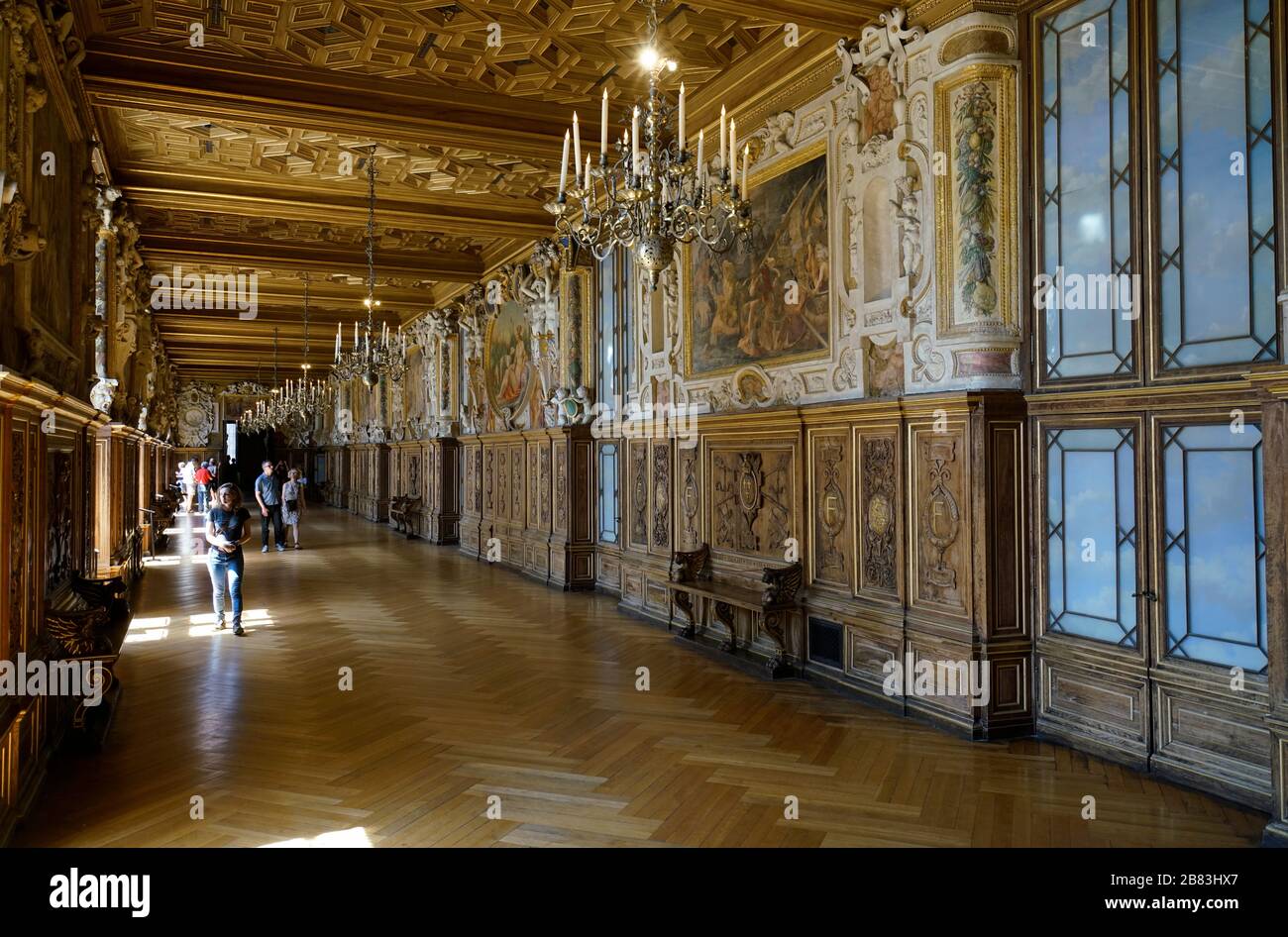 Francis I Gallery in Chateau du Fontainebleau Palace.Seine-et-Marne.France Stock Photo