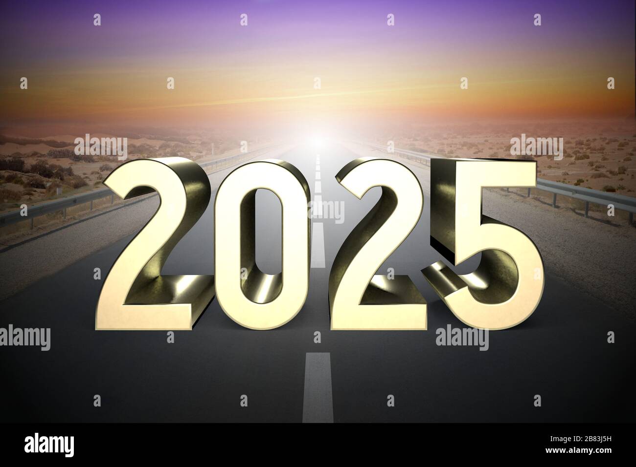 2025 concept, road 3D rendering Stock Photo Alamy