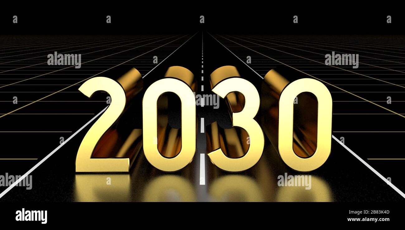 2030 concept, road - 3D rendering Stock Photo - Alamy