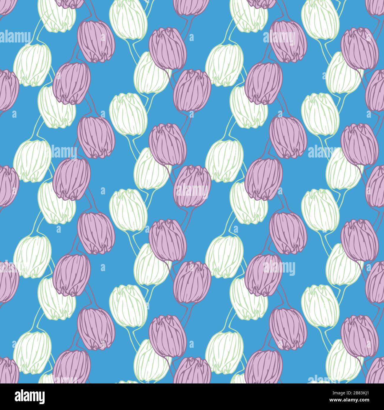hand drawn tulip heads seamless vector pattern Stock Vector