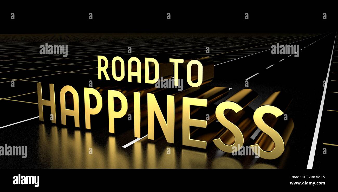 Road to happiness concept, road 3D rendering Stock Photo Alamy