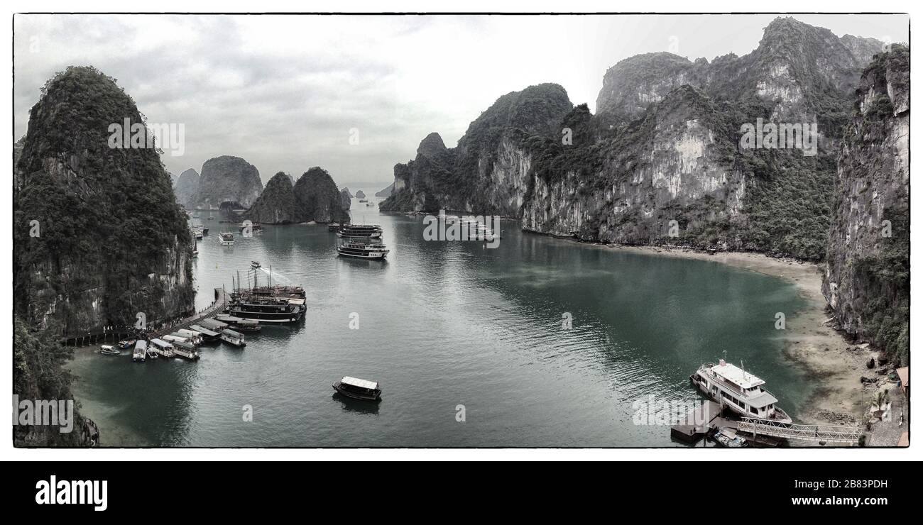 Panorama view over Halong Bay in Vietnam Stock Photo