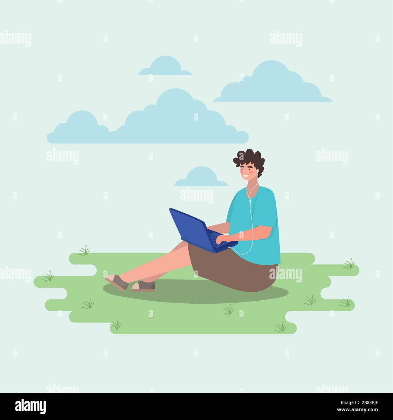 Boy with laptop vector design Stock Vector Image & Art - Alamy