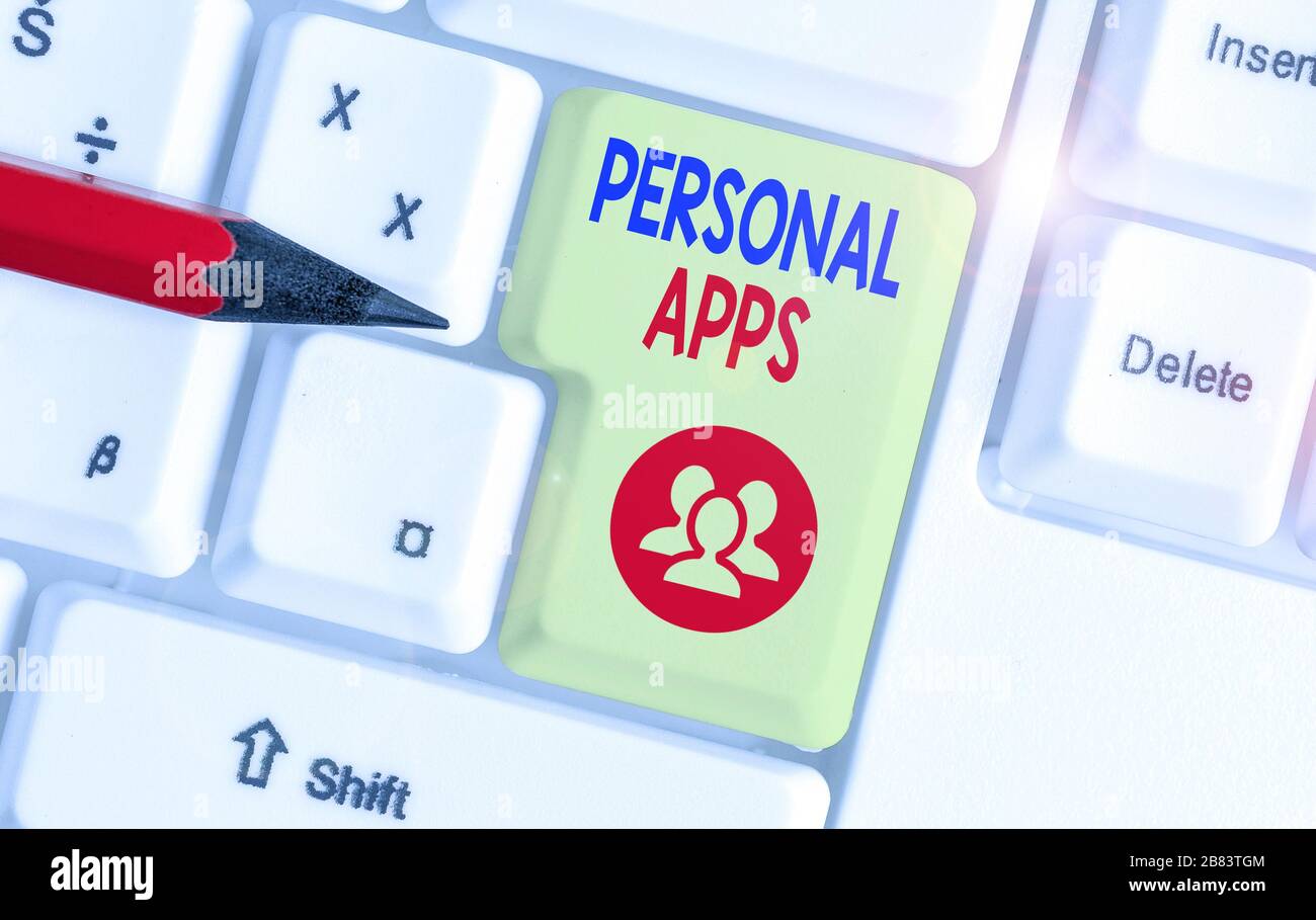 Handwriting text Personal Apps. Conceptual photo App for secure password less validation to online services Stock Photo