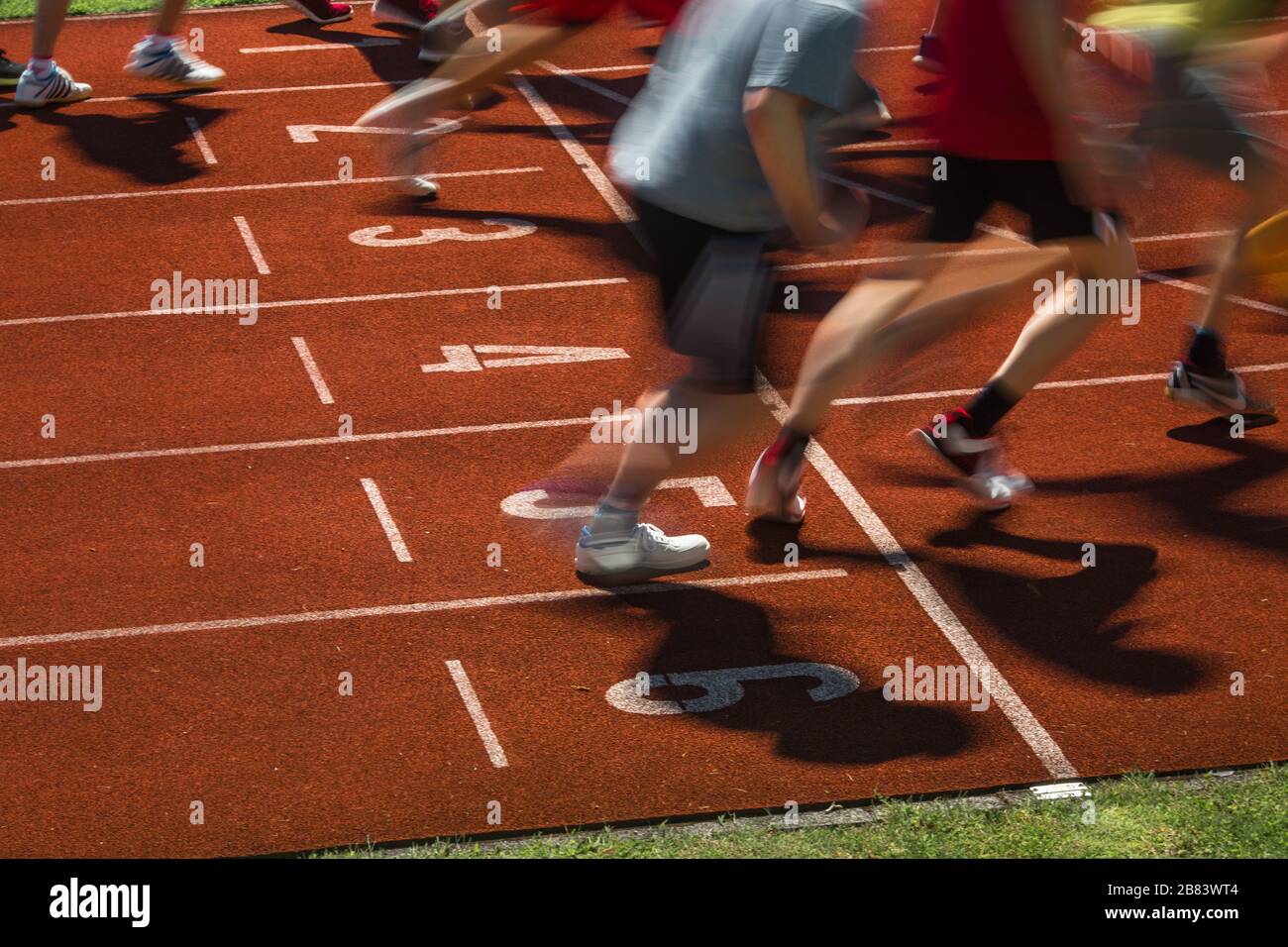 Motion sport athletics running track starting block competition ...