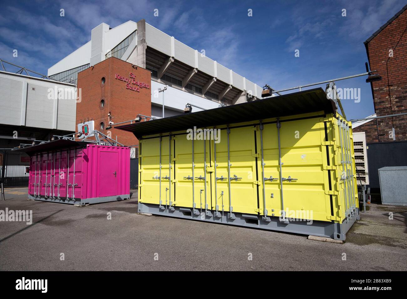A general view of closed food kiosks at Anfield, home of Liverpool Football Club, after it was announced that Professional football in England will no Stock Photo