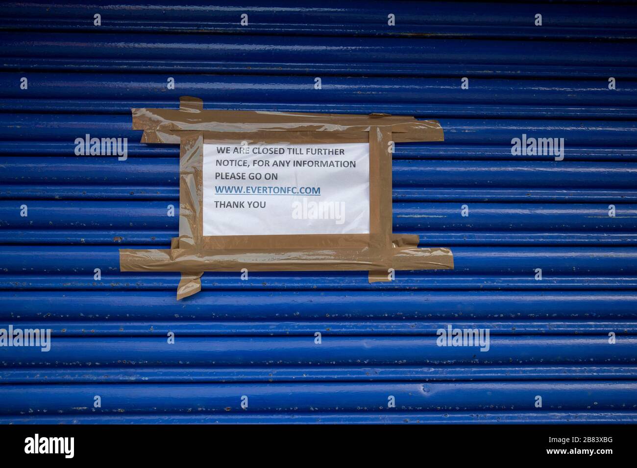 Everton Football club and surrounding business during the Coronavirus outbreak Stock Photo