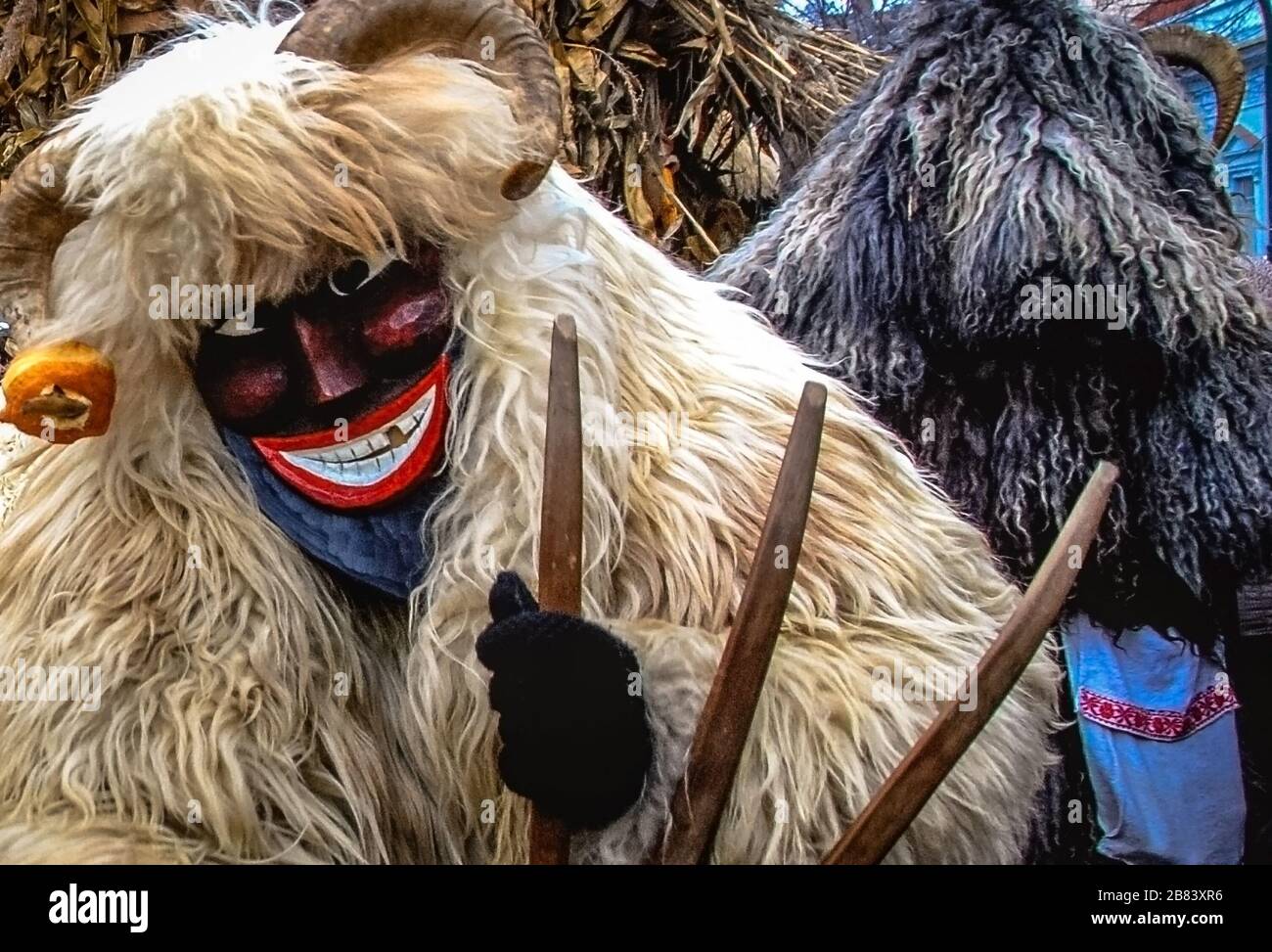 Men dressed up as demons for the annual 'Buso' fest in Mohacs, Hungary Stock Photo