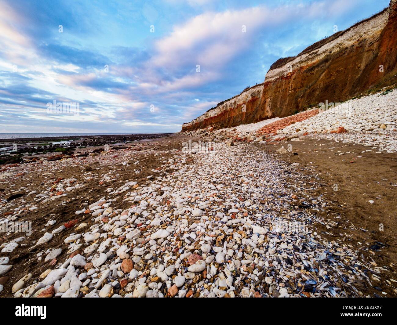 Hunstanton sea front and cliffs taken with a wide angle lens Stock Photo
