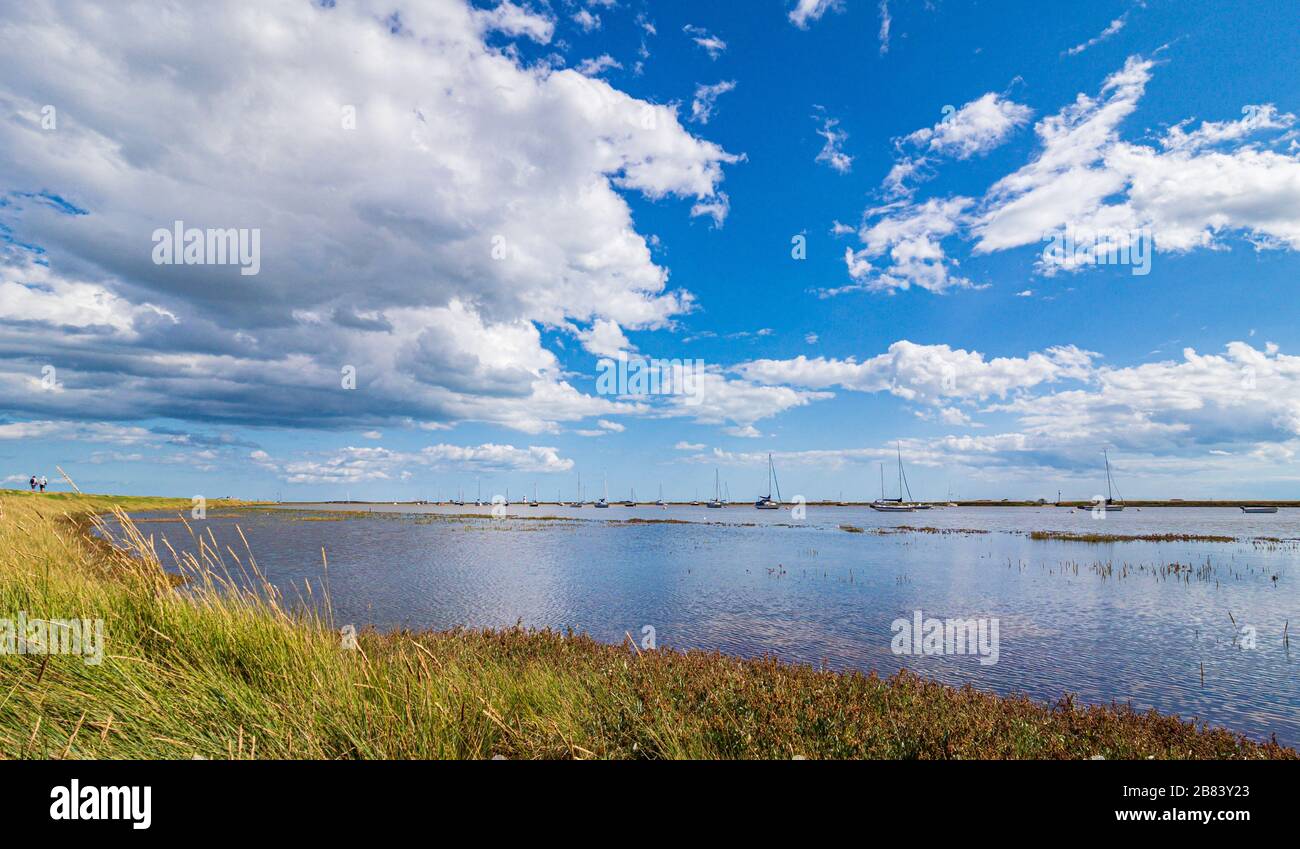 Views of Orford in Suffolk at High Tide Stock Photo