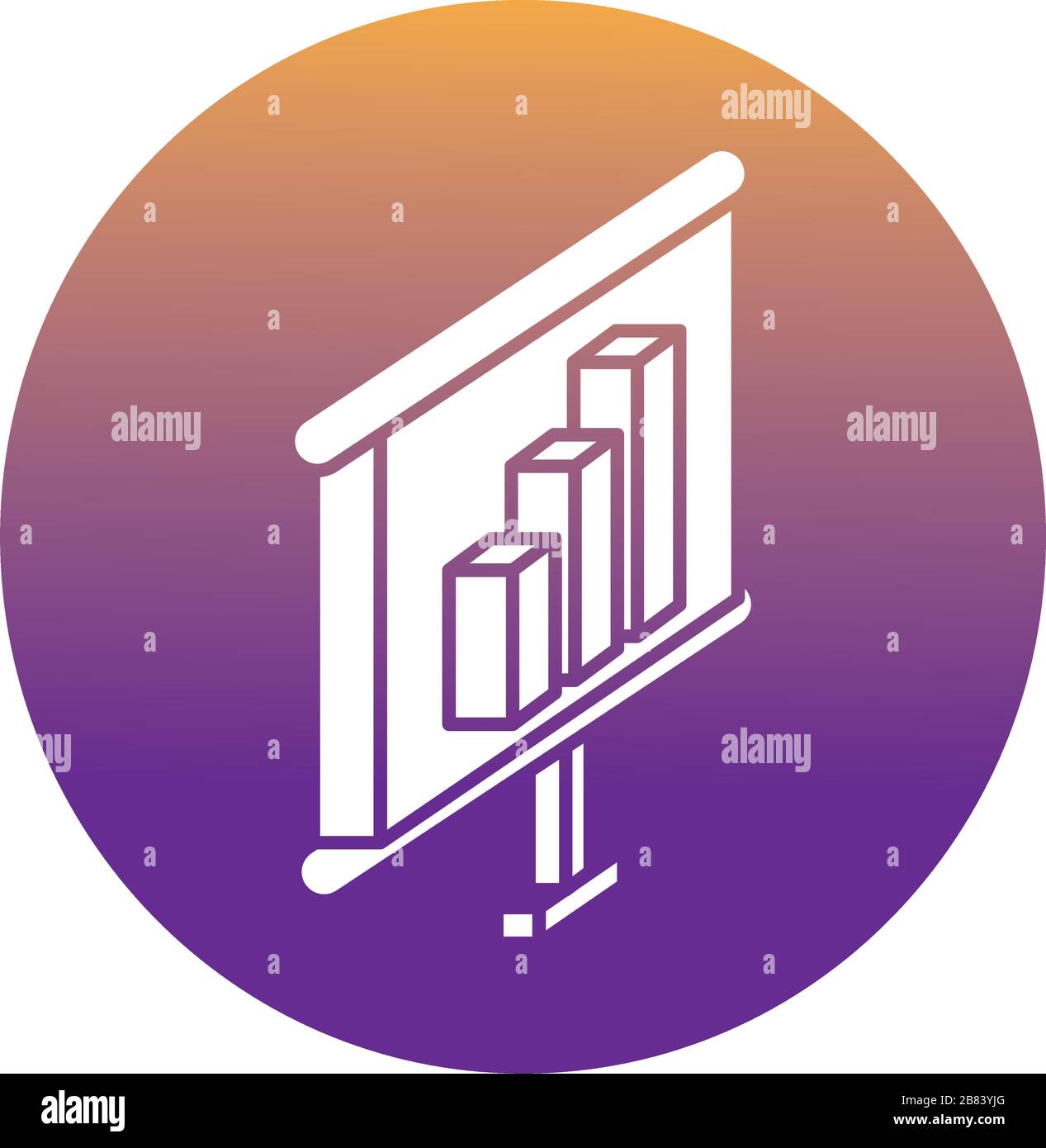 desktop with statistics bars block style icon Stock Vector