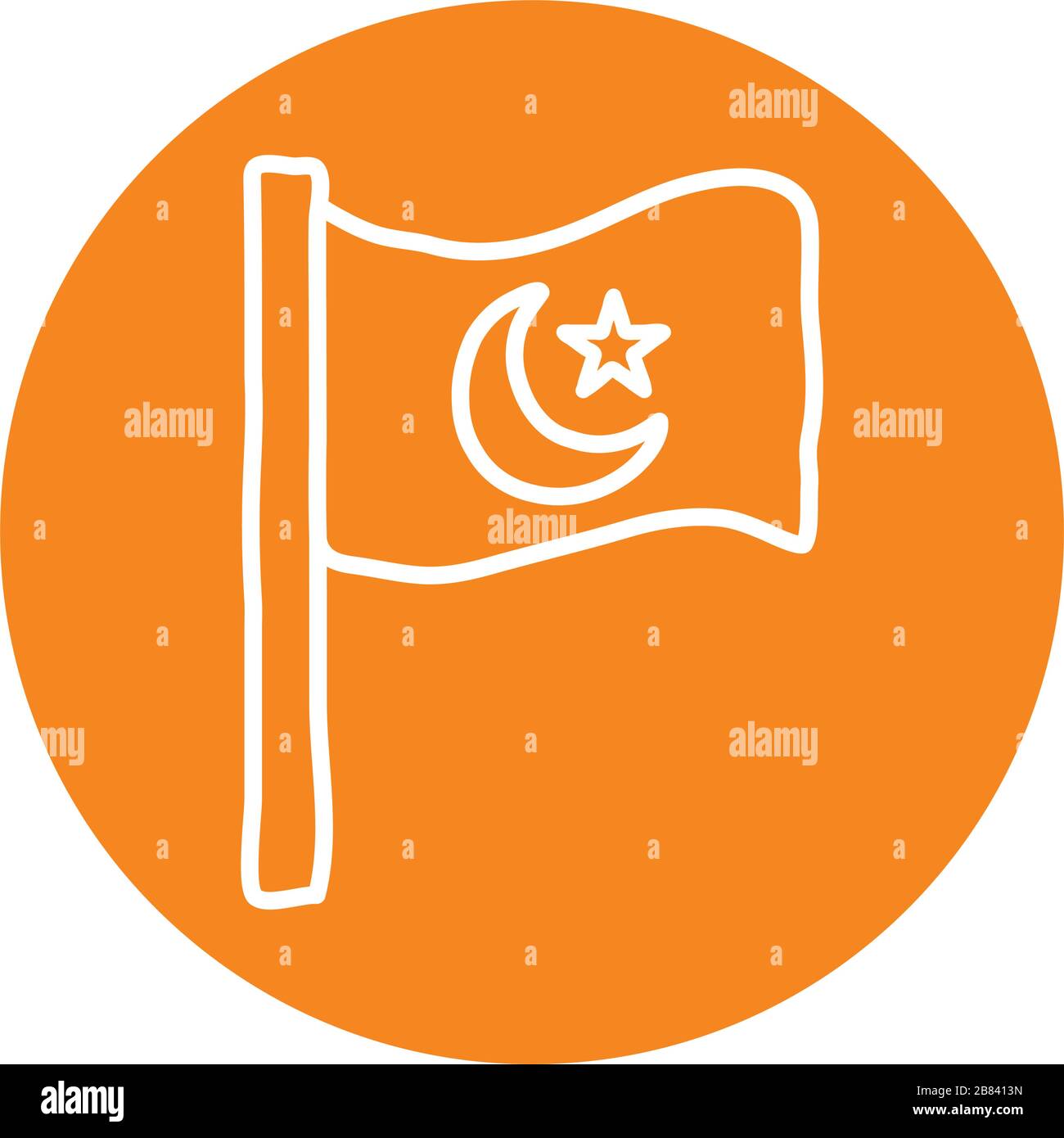 Ramadan moon and star flag block line style icon vector design Stock ...