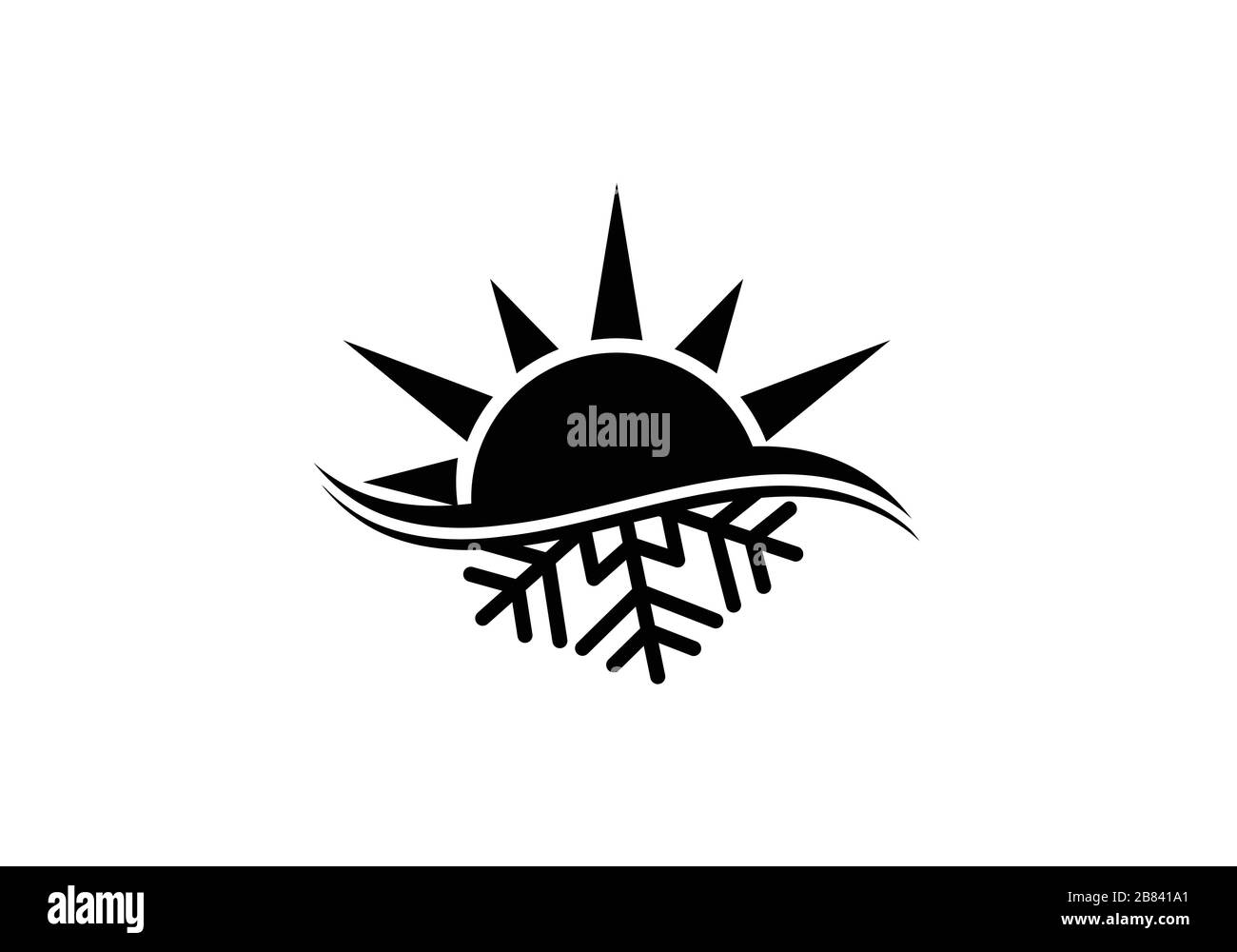 Air conditioner logo sign symbol, Hot and cold symbol black and white