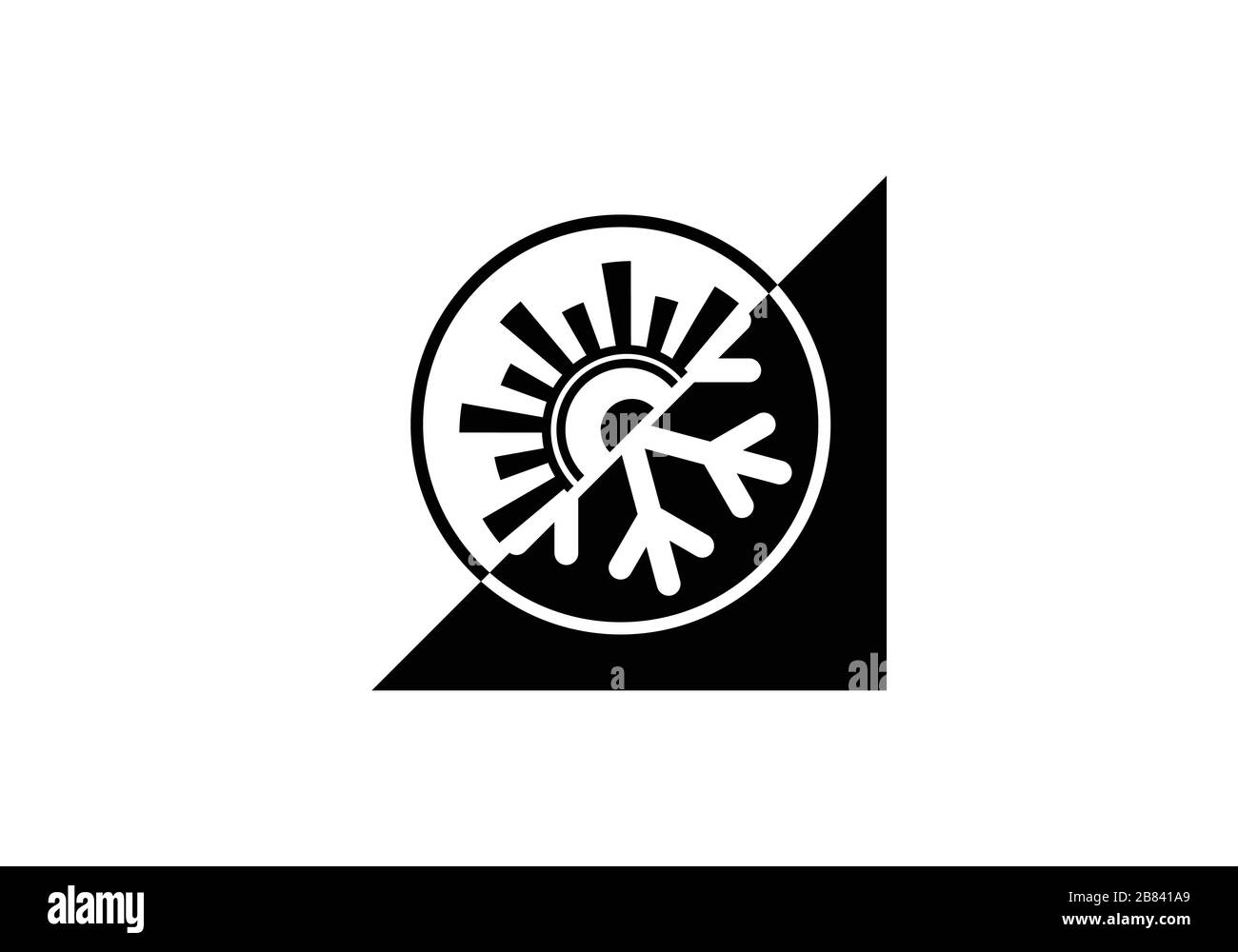 Air conditioner logo sign symbol, Hot and cold symbol black and white