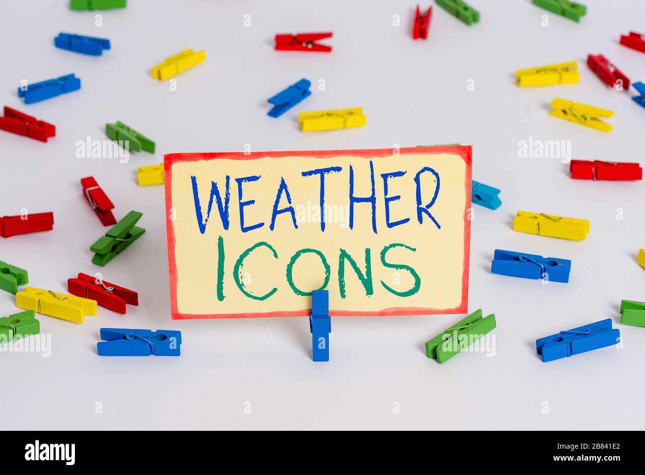 Writing note showing Weather Icons. Business concept for Plotted on a