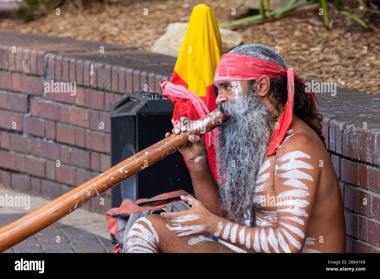 Aboriginal man playing a didgeridoo in Sydney Australia Stock Photo - Alamy