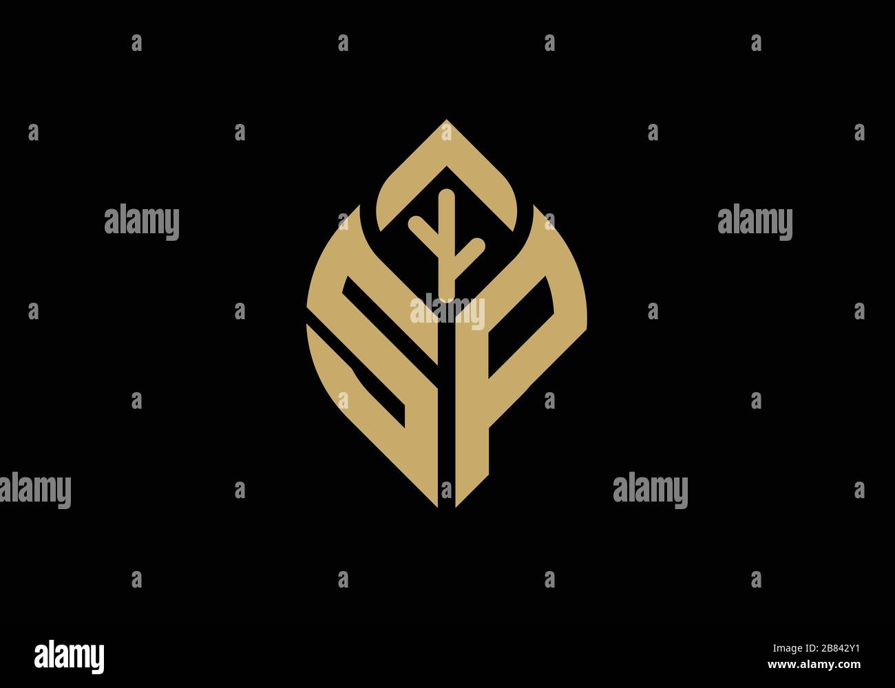 Initial letter with abstract leaf logo sign symbol Stock Vector Image ...