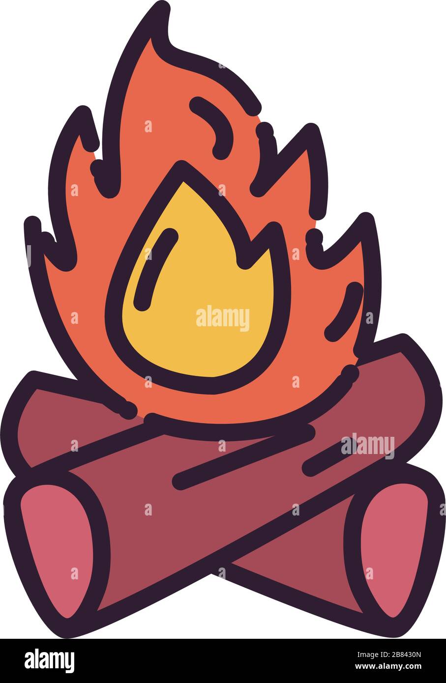 Campfire fill style icon design of Camping flame fire bonfire hot burn ...