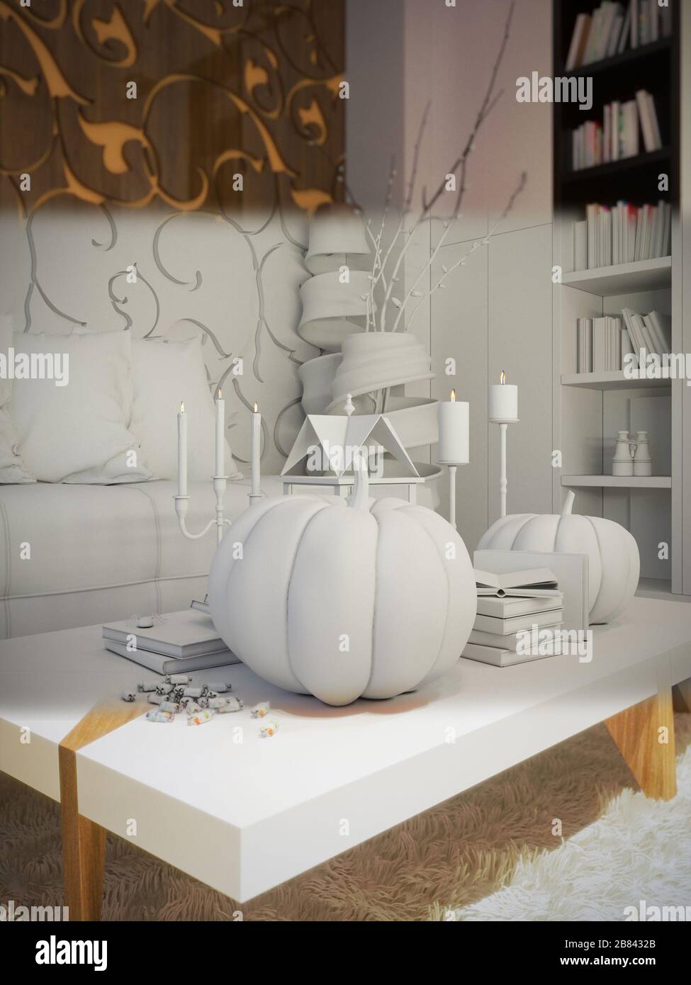 Photo inspiration: Picture Idea: 3D Illustration Of Interior Design Living Room In A Minimalist