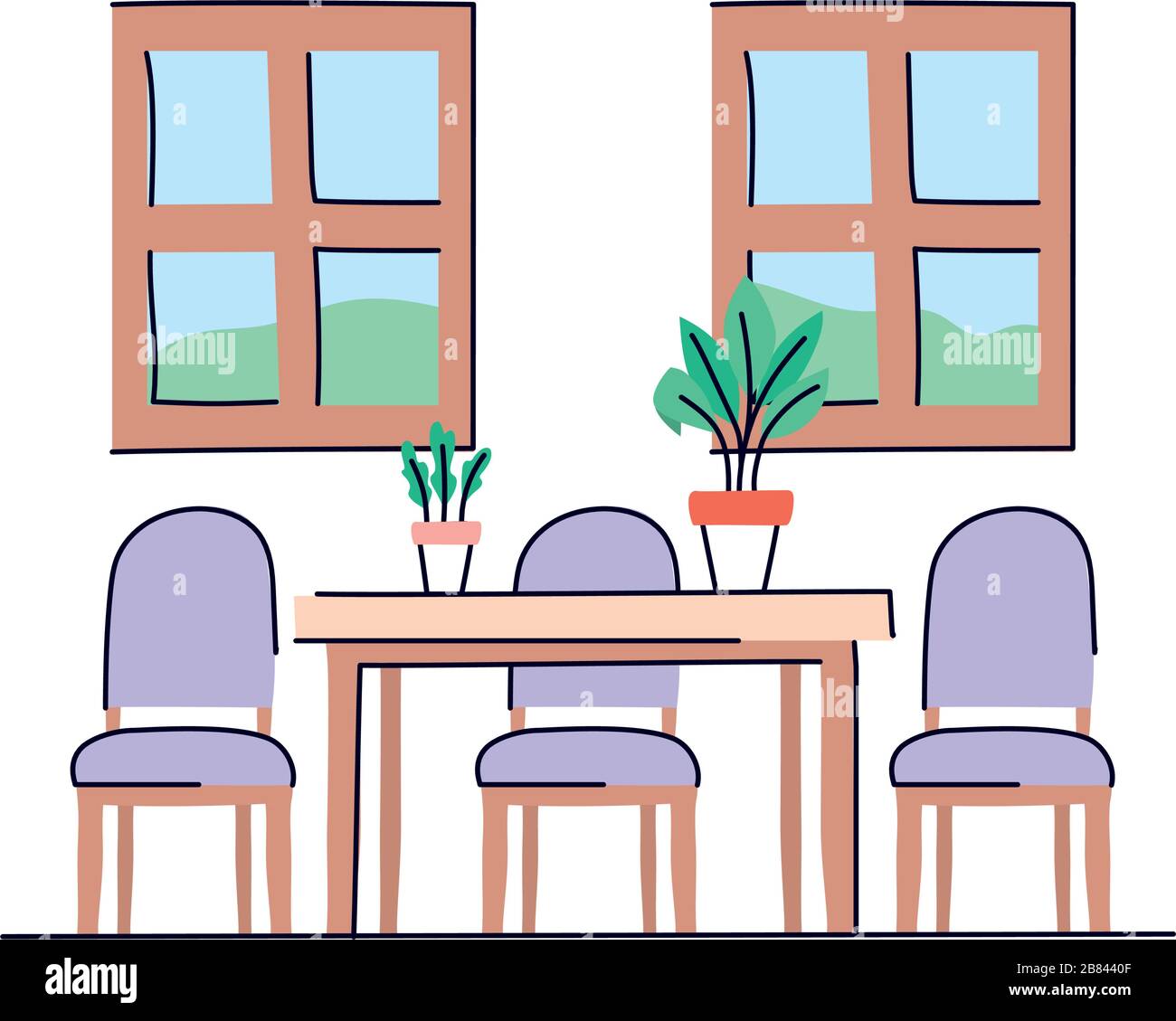 Isolated home table with chairs vector design Stock Vector Image & Art ...