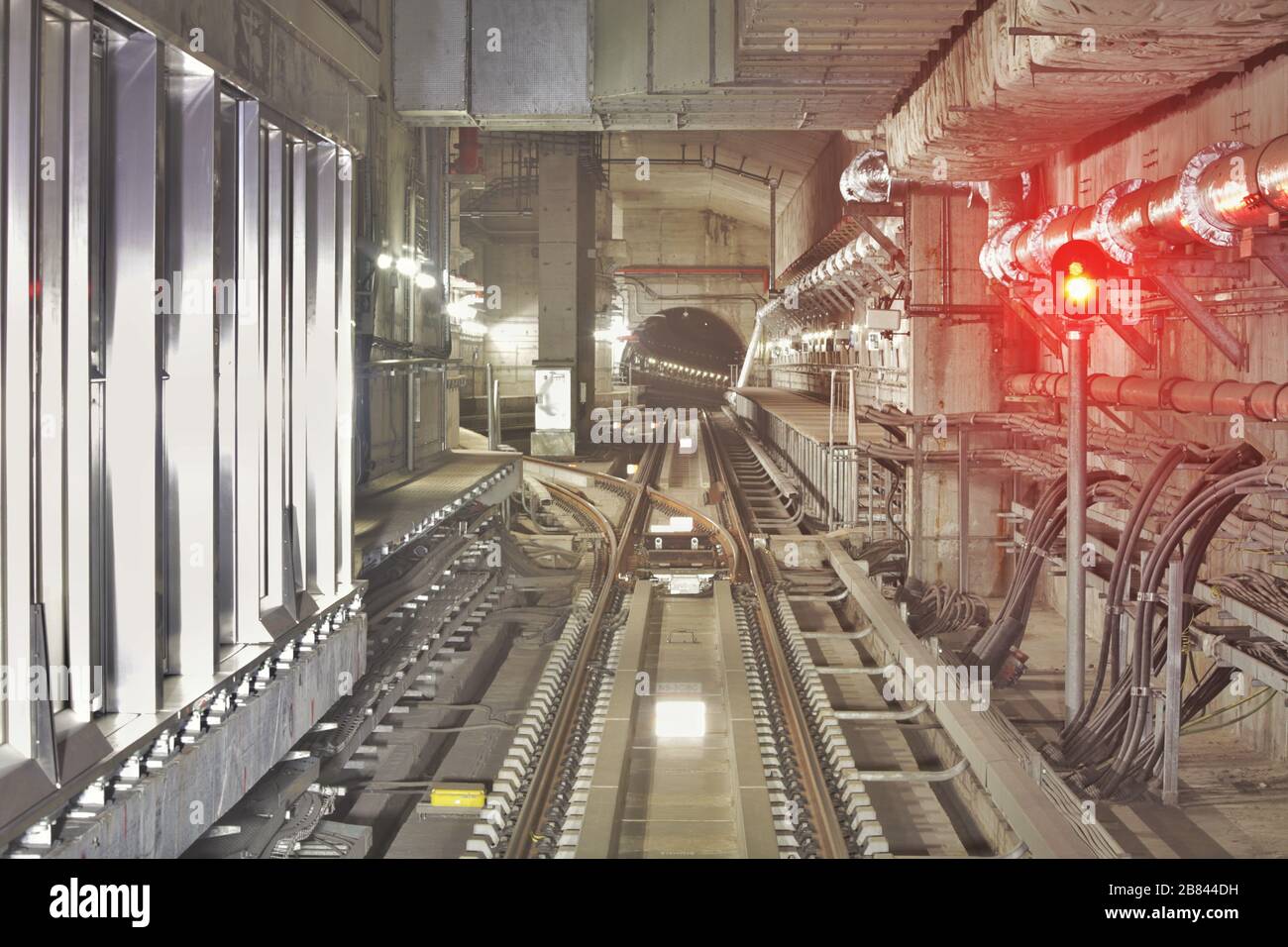 The railway tunnel of Metro train - Doha, Qatar Stock Photo