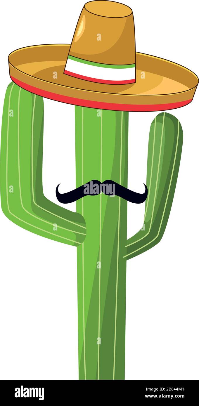 cactus mexican plant with mustache and hat Stock Vector Image & Art - Alamy
