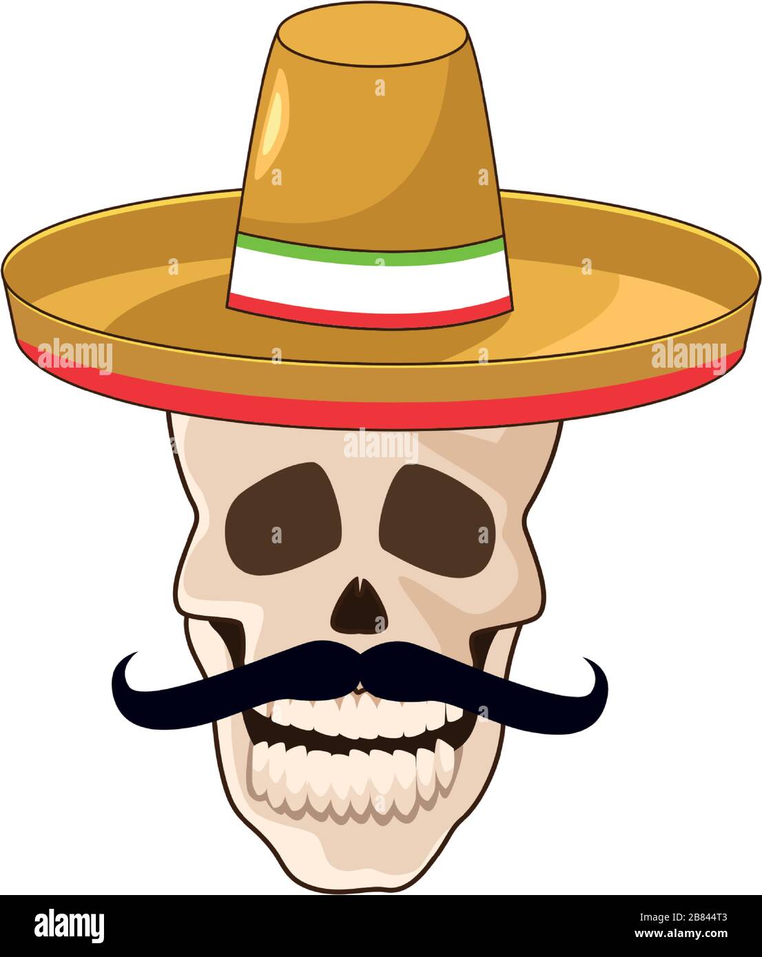 skull with mustache and mexican hat Stock Vector Image & Art - Alamy