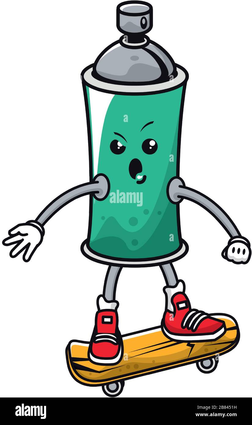 spray paint bottle in skateboard comic character Stock Vector Image ...