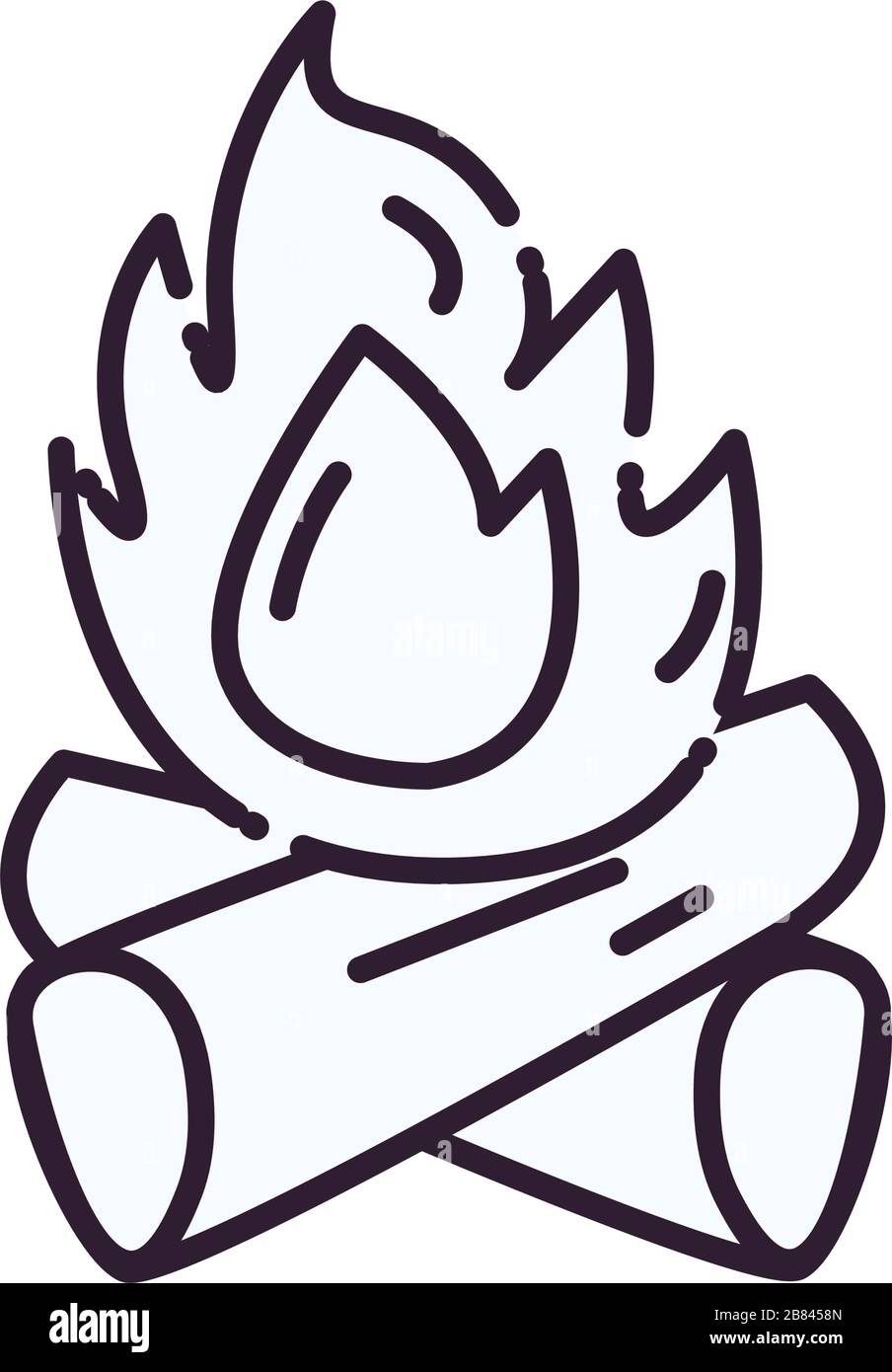 Campfire line style icon design of Camping flame fire bonfire hot burn ...