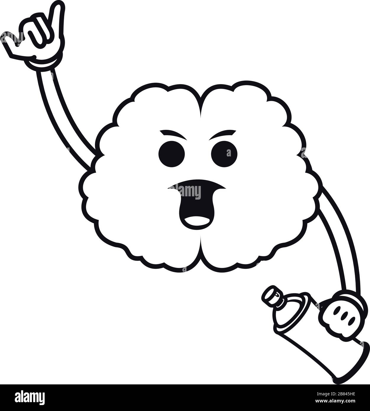 brain with spray paint bottle comic character Stock Vector Image & Art